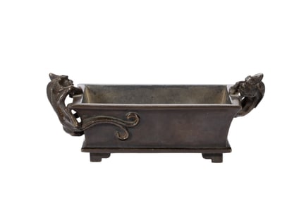A BRONZE CHILONG CENSER