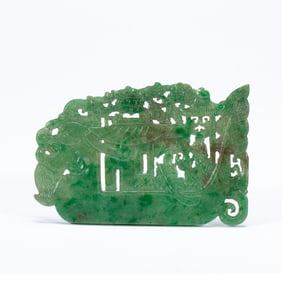 A CARVED JADEITE DRAGON BOAT