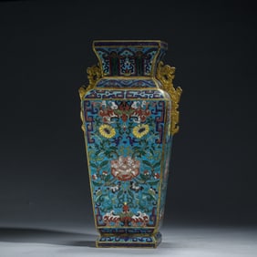 A CLOISONNE ENAMEL FLORAL VASE