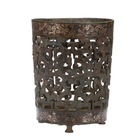 A GOLD AND SILVER DECORATED BRONZE VESSEL