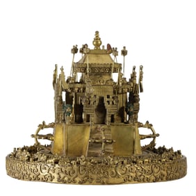 A TIBETAN BRONZE-GILT MANDALA
