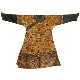 A CHINESE IMPERIAL EMBROIDERED DRAGON ROBE