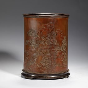 A CARVED BAMBOO BRUSHPOT