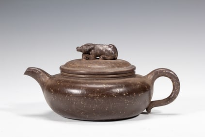 A YIXING GLAZE ZISHA TEAPOT
