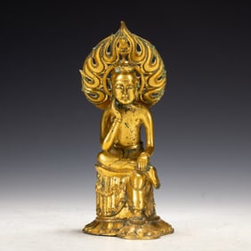 A BRONZE-GILT BODHISATTVA