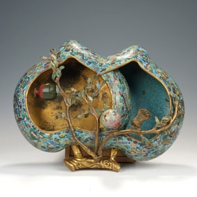 A CLOISONNE ENAMEL PEACHES WASHER