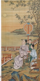 A CHINESE PAINTING OF FIGURAL STORY SIGNED LANG SHINING