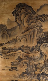 A CHINESE PAINTING OF RIVERBANK SCENERY SIGNED DAIJIN