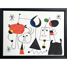 PERSONNAGES ET OISEAU DANS LA NUIT SIGNED JOAN MIRO