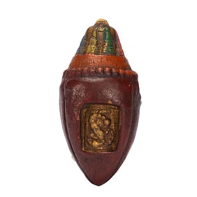 A POLYCHROME PAINTED TSA-TSA