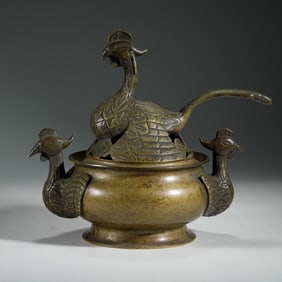 A BRONZE PHOENIX CENSER