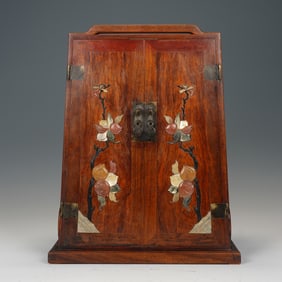 A HARDSTONES INLAID HUANGHUALI CABINET