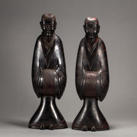 TWO LACQUER STANDING GILRS