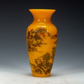 A PEKING GLASS LANDSCAPE VASE