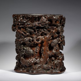 A CARVED ALOESWOOD CHENXIANG BRUSHPOT