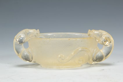 A CARVED ROCK CRYSTAL CHILONG CUP