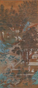 A CHINESE PAINTING OF FIGURAL STORY SIGNED ZHAO MENGFU