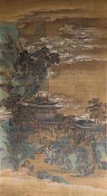 A CHINESE PAINTING OF MOUNTAIN PALACE SIGNED ZHAO BOJU