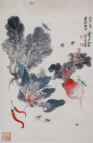 A CHINESE PAINTING OF VEGGIES SIGNED ZHANG DAQIAN
