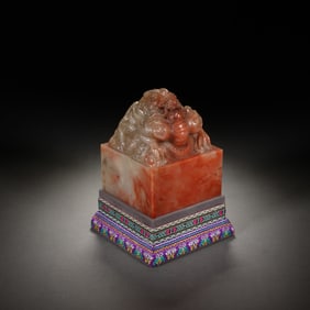 A CARVED SHOUSHAN STONE DRAGON SEAL