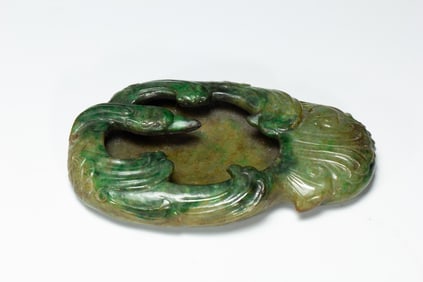 A CARVED JADEITE PHOENIX WASHER