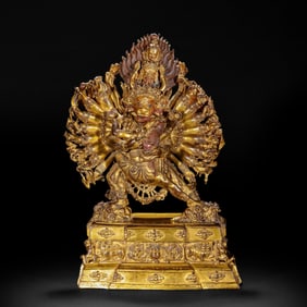 AN IMPORTANT BRONZE-GILT YAMANTAKA