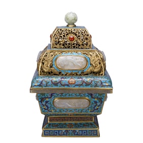 A CLOISONNE ENAMEL JAR WITH COVER