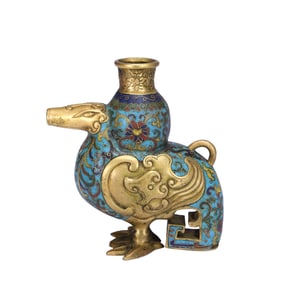 A CLOISONNE ENAMEL BIRD-FORM RITUAL VESSEL, ZUN