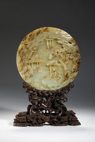 A FINE CARVED JADE TABLE SCREEN