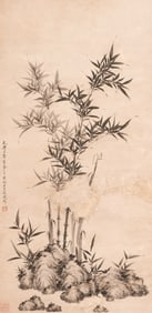 A CHINESE PAINTING OF INK BAMBOO SIGNED SUSHI