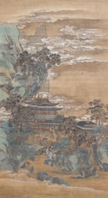 A CHINESE PAINTING OF MOUNTAIN PALACE SIGNED ZHAO BOJU