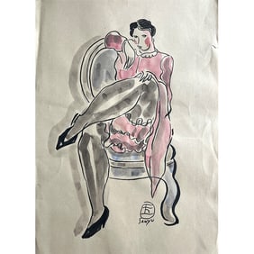 LADY SKETCHING SIGNED SANYU