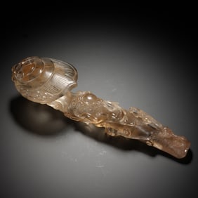 A CARVED ROCK CRYSTAL RUYI SCEPTER