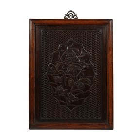 A CARVED ROSEWOOD ZITAN HANGING PANEL
