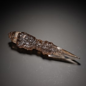 A CARVED ROCK CRYSTAL PHURBA