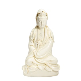 A CHINESE BLANC-DE-CHINE SEATED GUANYIN