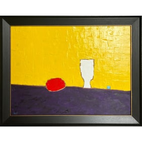 NATURE MORTE AU FOND JAUNE SIGNED NICOLAS DE STAËL