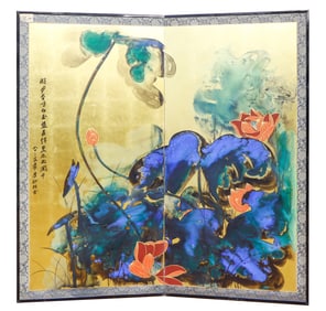 A CHINESE PAINTING OF LOTUS POND SIGNED ZHANG DAQIAN