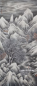 A CHINESE PAINTING OF WINTER SCENERY SIGNED TAO LINGYUE