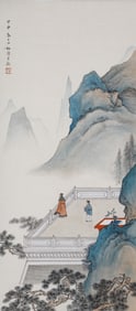 A CHINESE PAINTING OF FIGURAL STORY SIGNED CHEN SHAOMEI