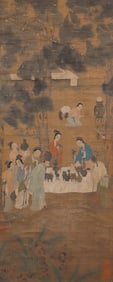 A CHINESE PAINTING OF FIGURAL STORY SIGNED LIU SONGNIAN