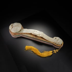 A FINE CARVED WHITE JADE RUYI SCEPTER