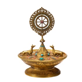 A HARDSTONES INLAID BRONZE-GILT DECORATION