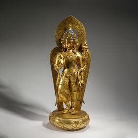 A BRONZE-GILT FIGURE OF BODHISATTVA ZANABAZAR SCHOOL
