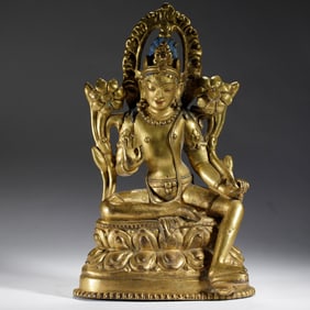 A BRONZE-GILT FIGURE OF PADMAPANI