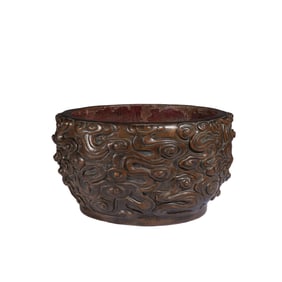 A CARVED ALOESWOOD CHENXIANG CLOUDS BOWL