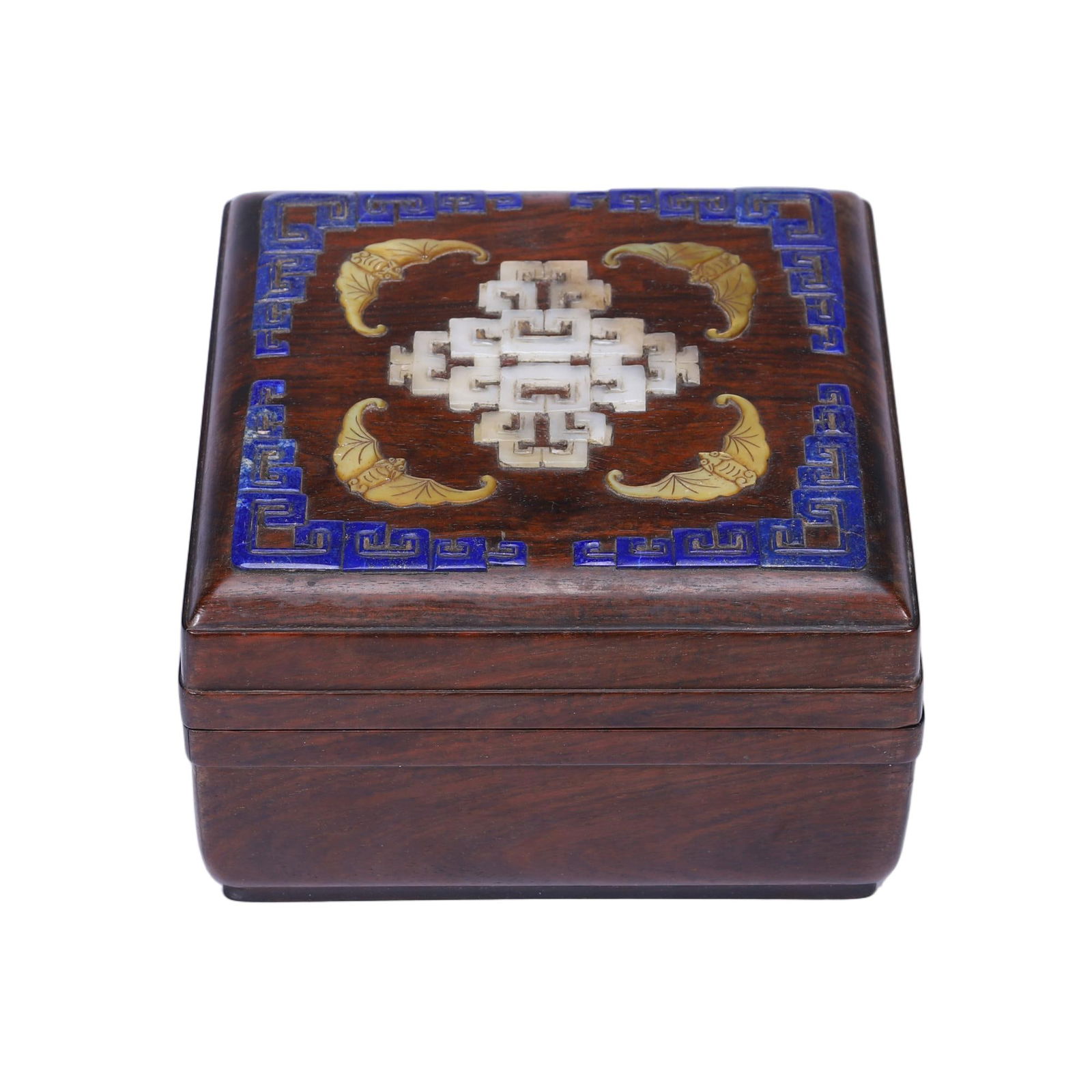 A HARDSTONES INLAID HUANGHUALI BOX WITH COVER (1 of 7)