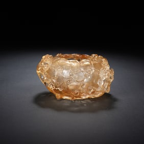 A CARVED ROCK CRYSTAL PLUM BLOOMS WASHER