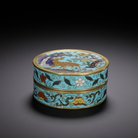 A CLOISONNE ENAMEL BOX WITH COVER