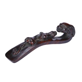 A CARVED ALOESWOOD CHENXIANG CHILONG BELTHOOK